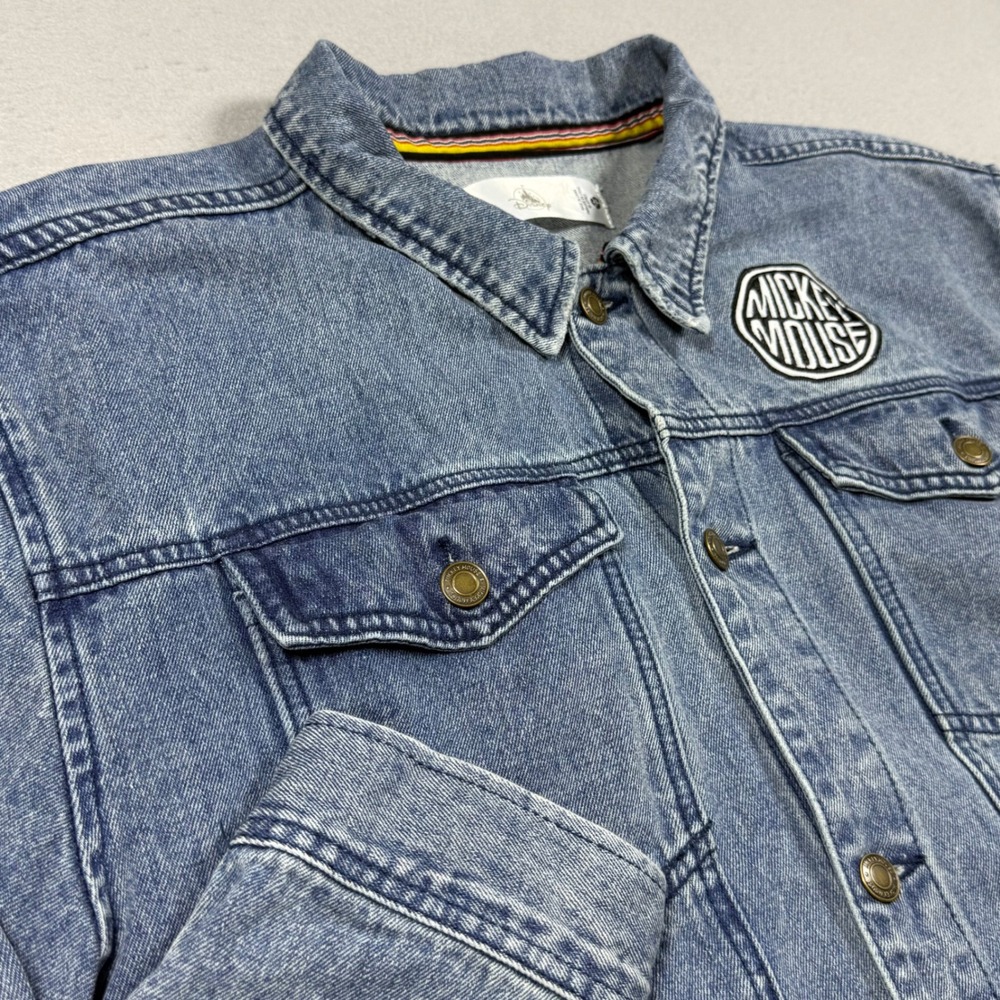 Disney Mickey Mouse Denim Jacket Blue Leader of the Club Embroidered Mens‎ XL